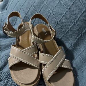 MIA Neutral Tan Crisscross Platform Sandals